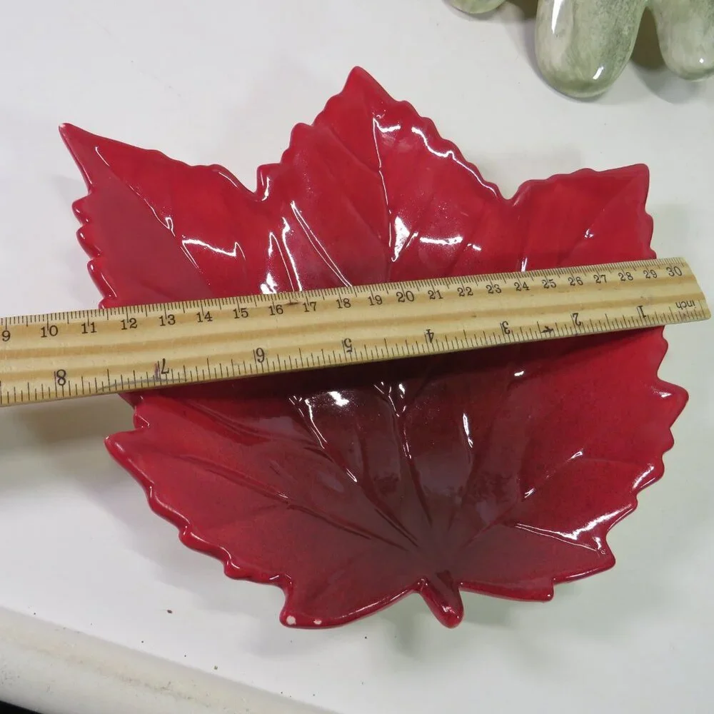 Ceramic (2) Leaf Plates Leaves Trinket Dish Fall Autumn Decor
